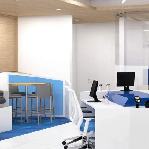 Clean bank branch interior